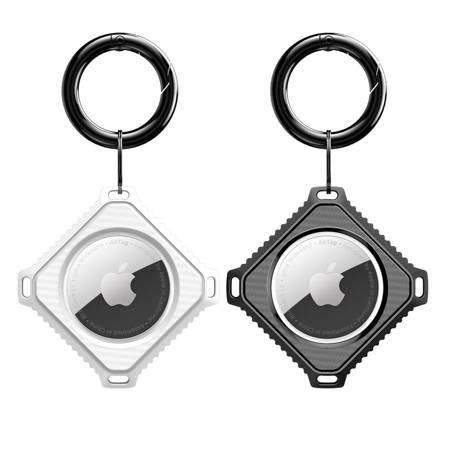 Dux Ducis 2x Case for AirTag Safe Gel Cover for Locator Key Chain Pendant White / Black