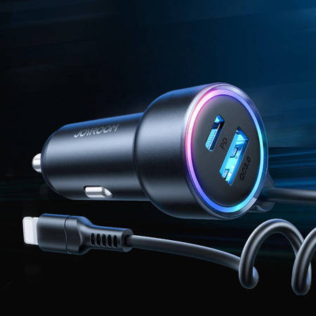 Joyroom 3 in 1 Fast Car Charger with 1.5m 45W Lightning Cable Black (JR-CL08)
