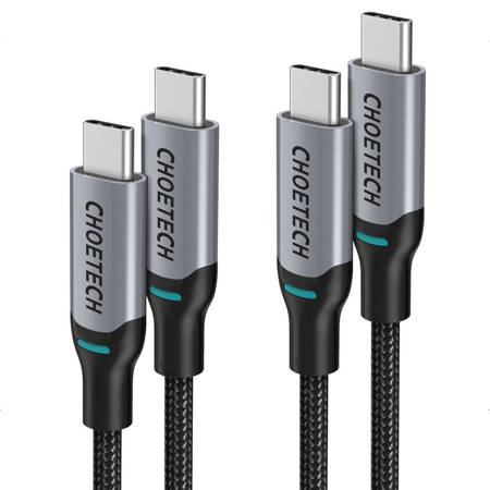 Choetech 2x kabel przewód USB Typ C - USB Typ C Power Delivery 100W 5A 1,8m czarny (MIX00073)